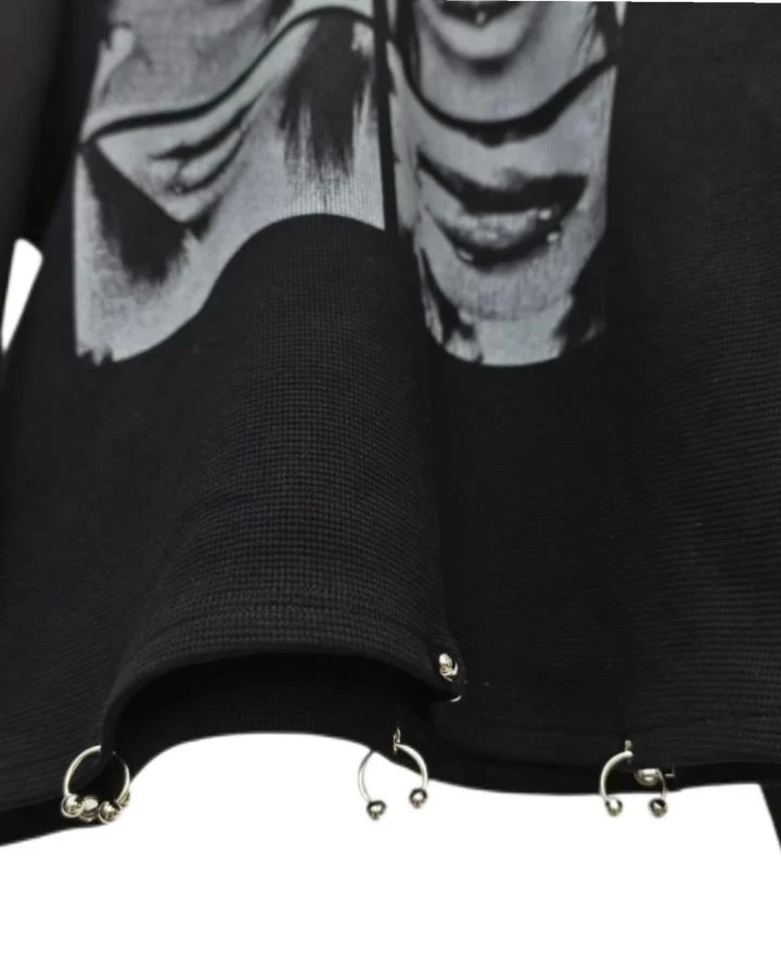 KIIKO Retro Graphic Distressed Long Sleeve T-Shirt