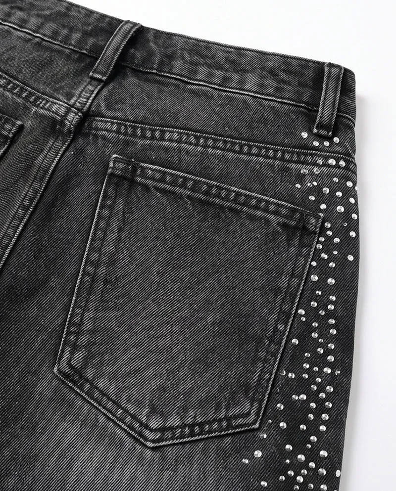 KIIKIO Distressed Graphic Denim Shorts