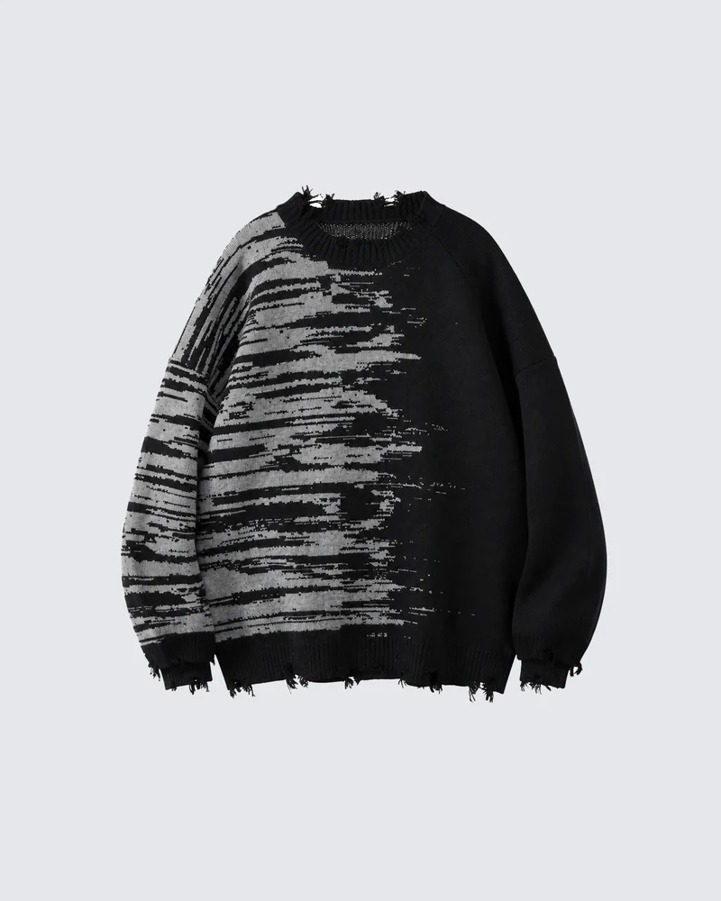 KIIKIO Distressed Gradient Knit Sweater