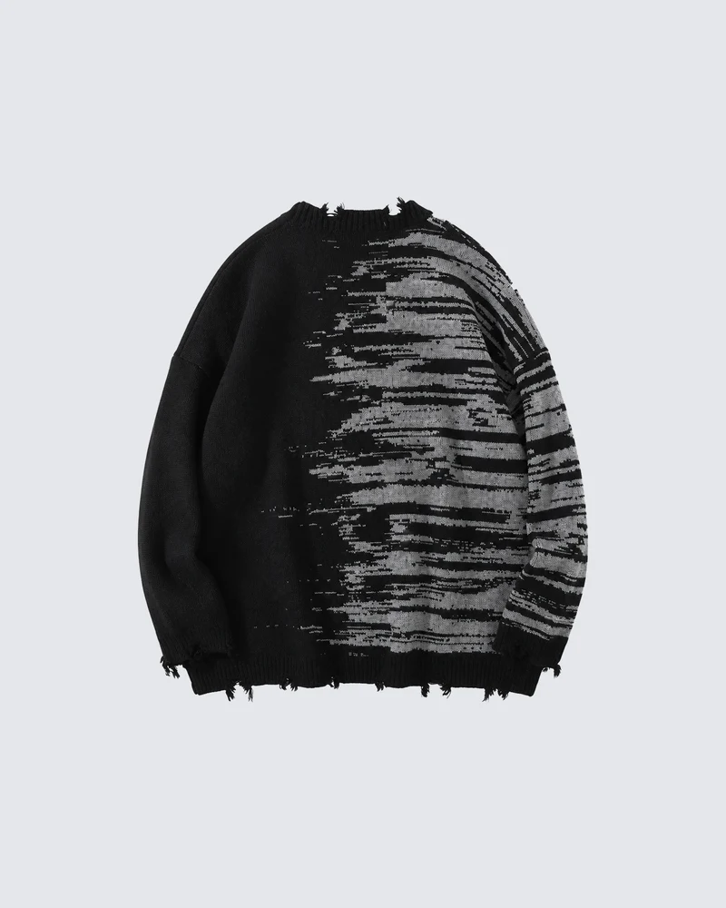 KIIKIO Distressed Gradient Knit Sweater