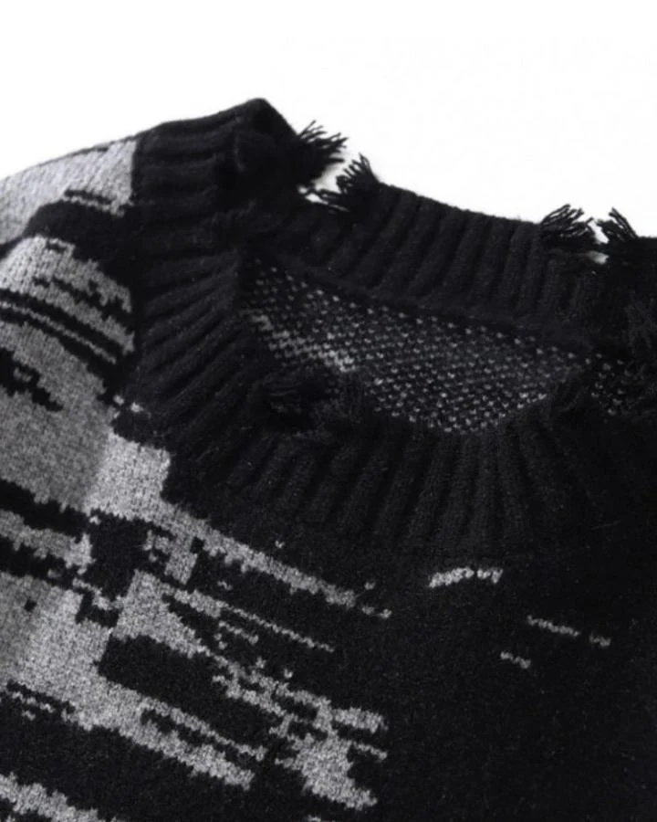 KIIKIO Distressed Gradient Knit Sweater