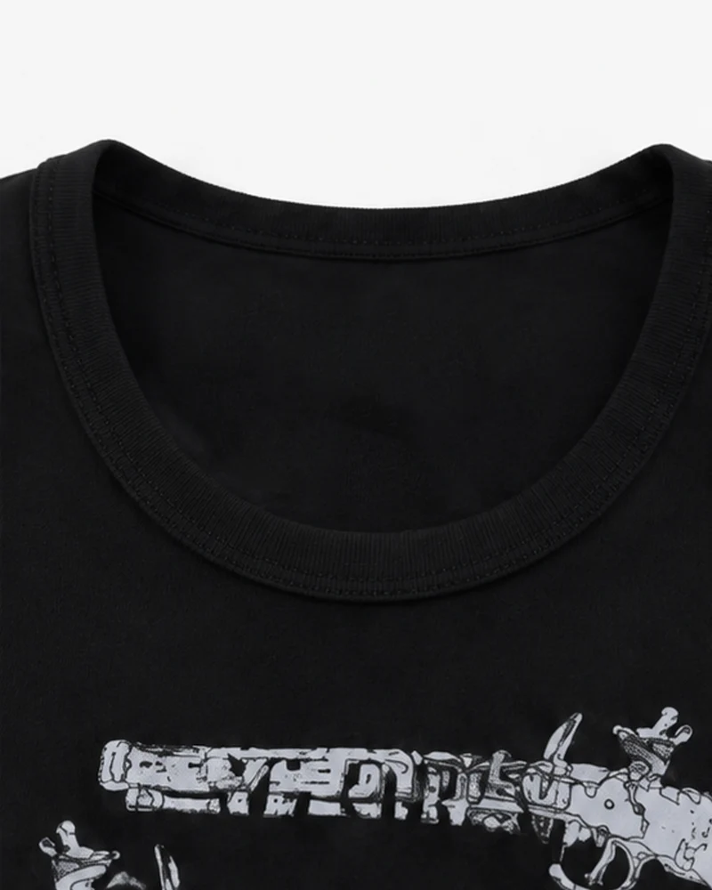 KIIKIO Vintage Graphic Black Tank Top