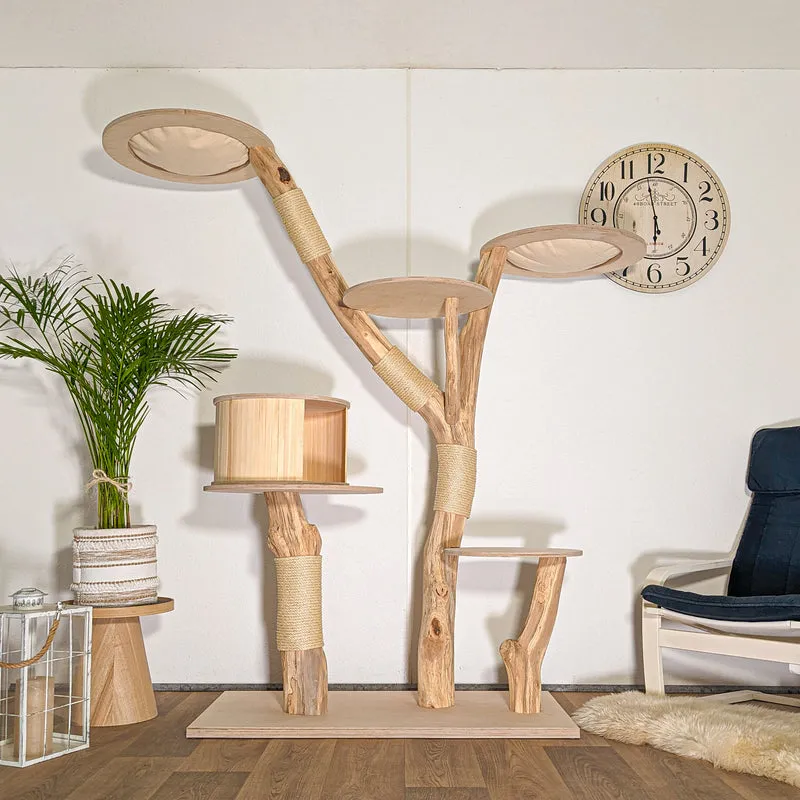 Naturkratzbaum 4521 Kratzbaum Natur Holz Design 195 cm hoch Katzenbaum