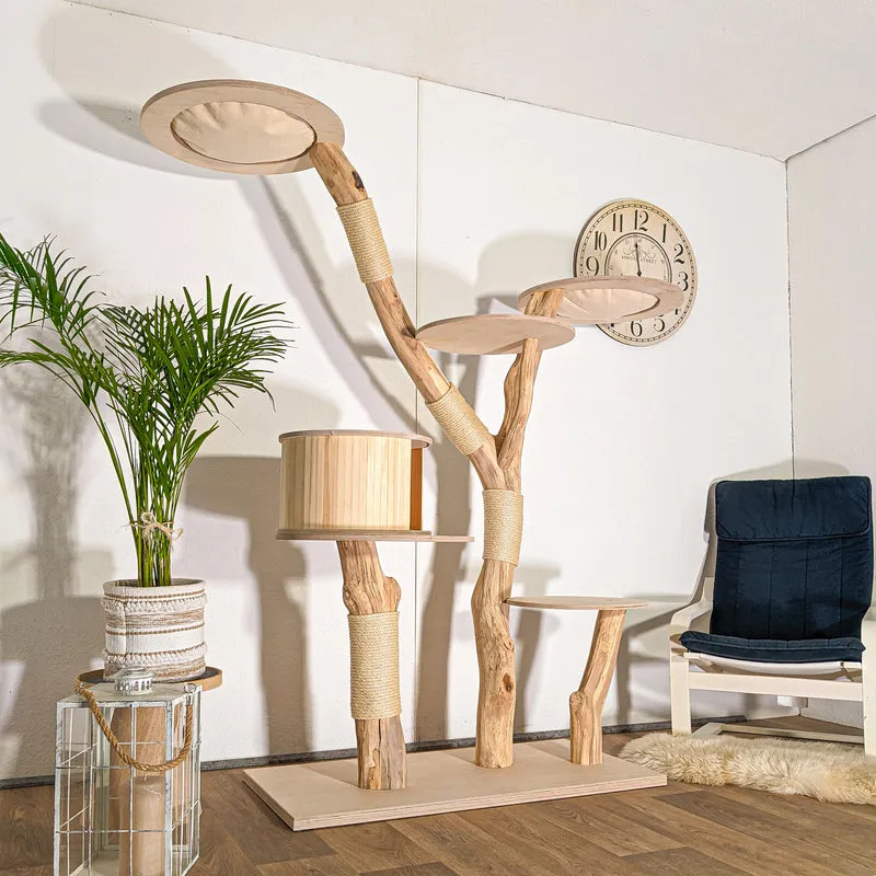 Naturkratzbaum 4521 Kratzbaum Natur Holz Design 195 cm hoch Katzenbaum