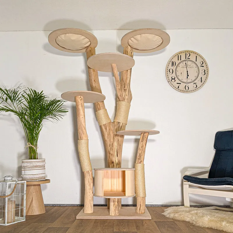Naturkratzbaum 4520 Kratzbaum Natur Holz Design 205 cm hoch Katzenbaum