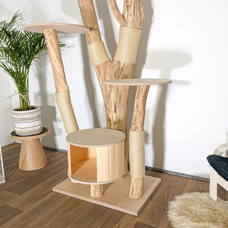 Naturkratzbaum 4520 Kratzbaum Natur Holz Design 205 cm hoch Katzenbaum