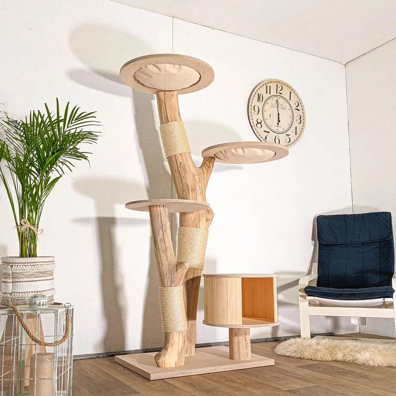 RESERVIERT + ÄNDERUNG Naturkratzbaum 4518 Kratzbaum Natur Holz Design 175 cm hoch Katzenbaum