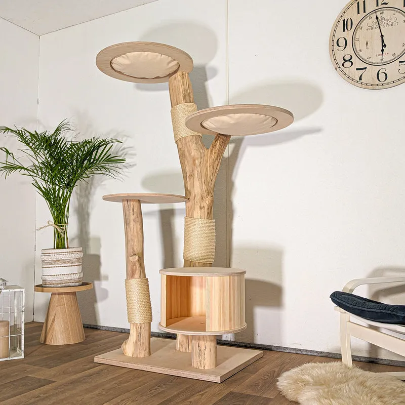 RESERVIERT + ÄNDERUNG Naturkratzbaum 4518 Kratzbaum Natur Holz Design 175 cm hoch Katzenbaum
