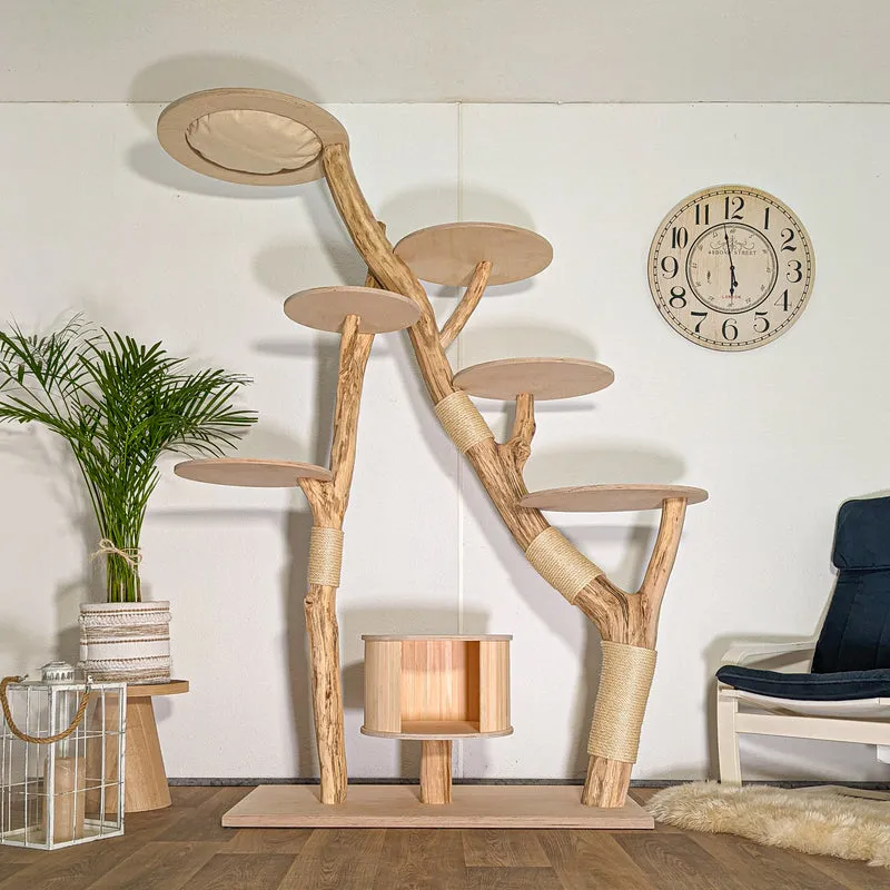Naturkratzbaum 4515 Kratzbaum Natur Holz Design 210 cm hoch Katzenbaum