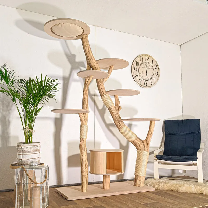 Naturkratzbaum 4515 Kratzbaum Natur Holz Design 210 cm hoch Katzenbaum
