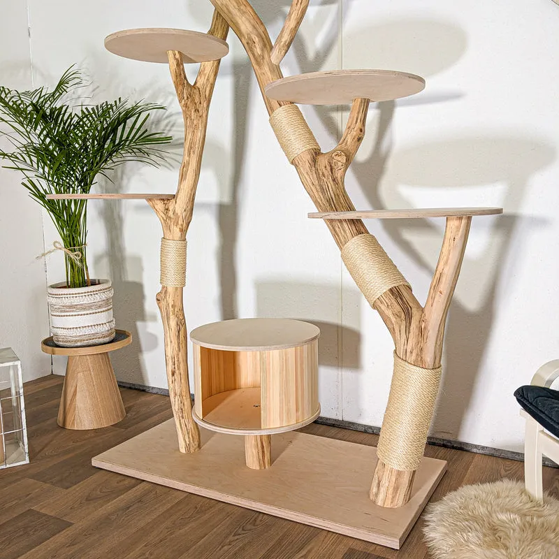Naturkratzbaum 4515 Kratzbaum Natur Holz Design 210 cm hoch Katzenbaum
