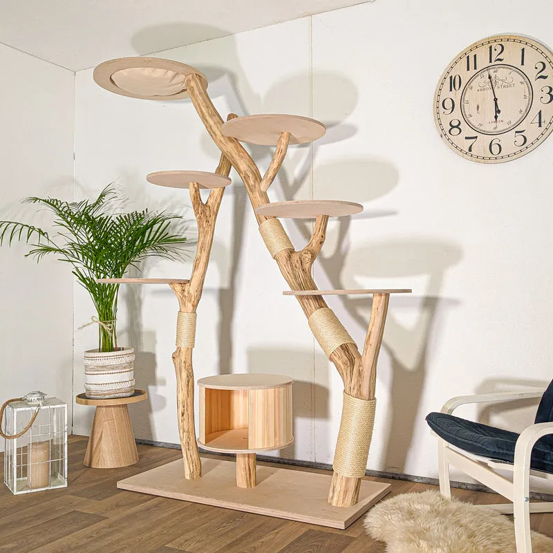 Naturkratzbaum 4515 Kratzbaum Natur Holz Design 210 cm hoch Katzenbaum
