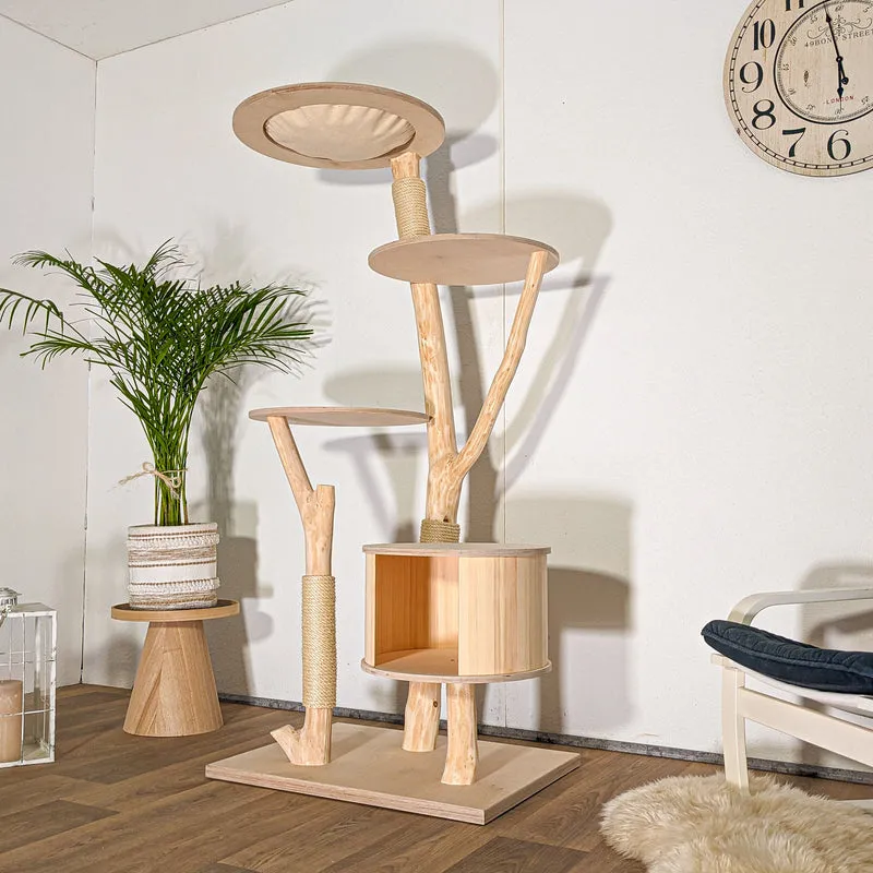 Naturkratzbaum 4510 Kratzbaum Natur Holz Design 175 cm hoch Katzenbaum