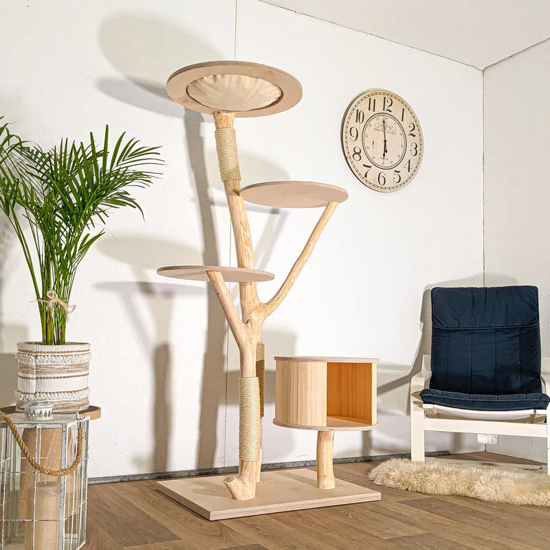 Naturkratzbaum 4510 Kratzbaum Natur Holz Design 175 cm hoch Katzenbaum