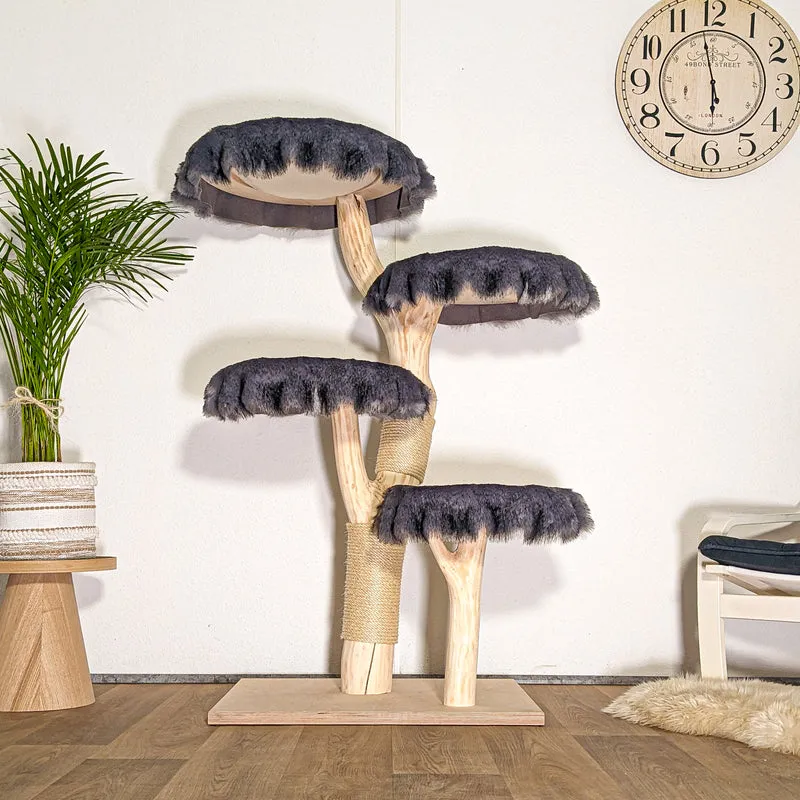 Naturkratzbaum 4509 Kratzbaum Natur Holz Design 144 cm hoch Katzenbaum