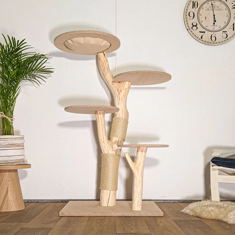 Naturkratzbaum 4509 Kratzbaum Natur Holz Design 144 cm hoch Katzenbaum