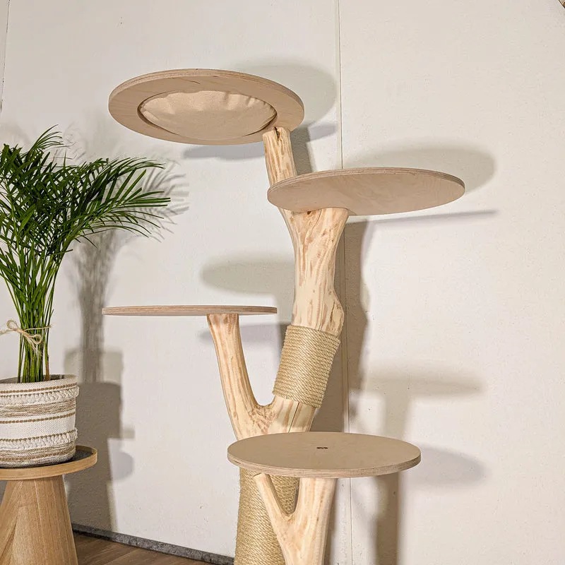 Naturkratzbaum 4509 Kratzbaum Natur Holz Design 144 cm hoch Katzenbaum