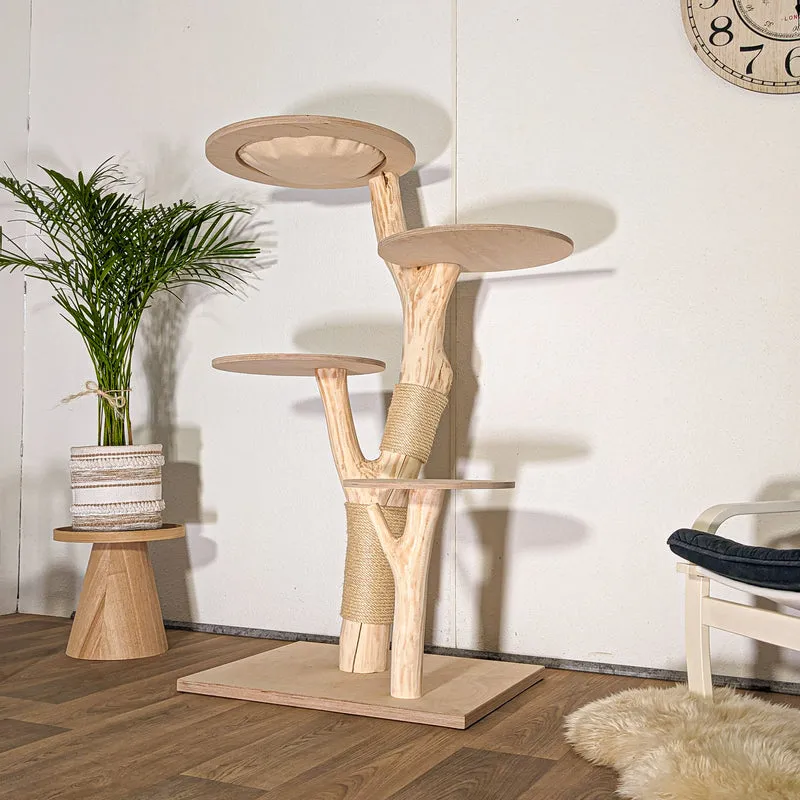 Naturkratzbaum 4509 Kratzbaum Natur Holz Design 144 cm hoch Katzenbaum