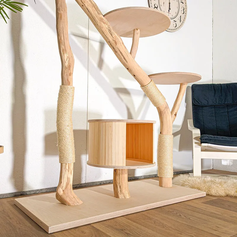 Naturkratzbaum 4507 Kratzbaum Natur Holz Design 157 cm hoch Katzenbaum