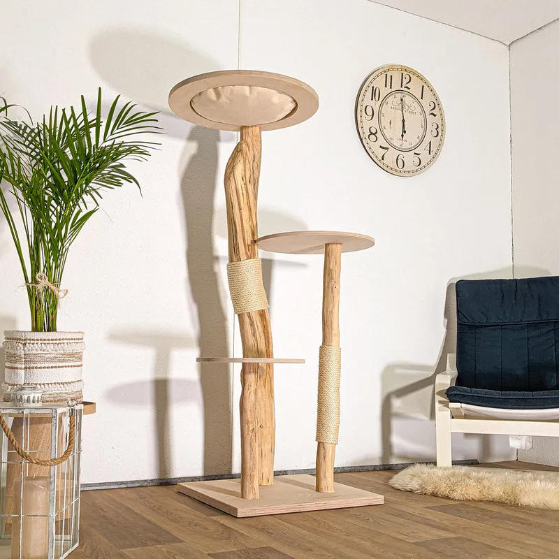 RESERVIERT - Naturkratzbaum 4505 Kratzbaum Natur Holz Design 155 cm hoch Katzenbaum