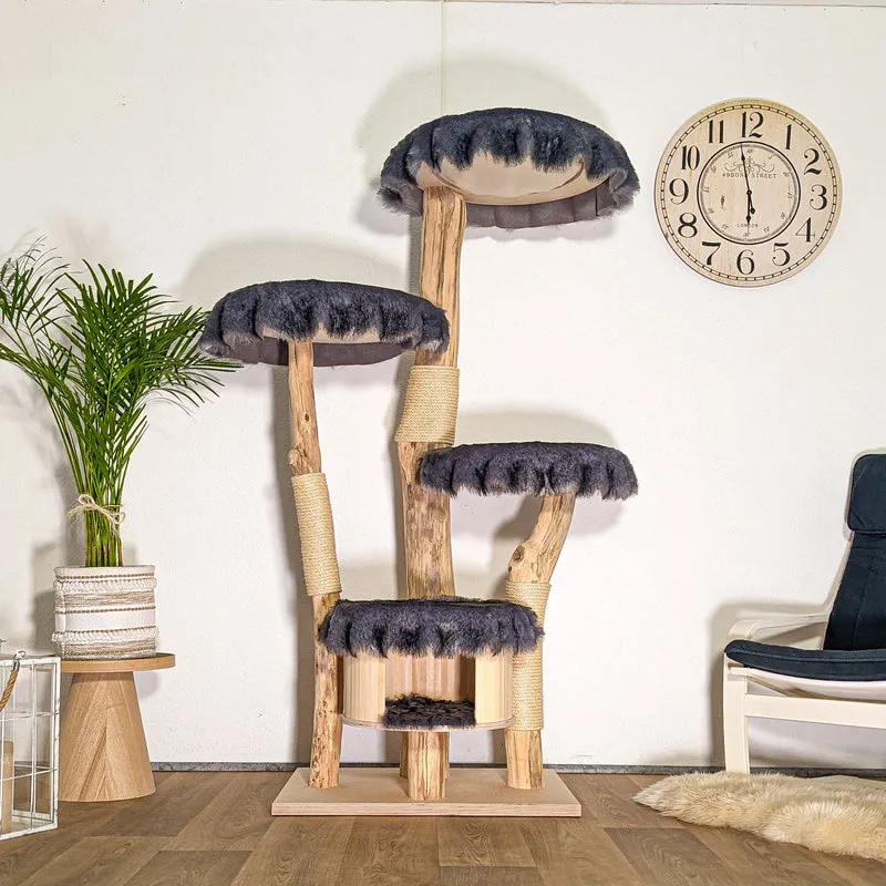 Naturkratzbaum 4501 Kratzbaum Natur Holz Design 175 cm hoch Katzenbaum