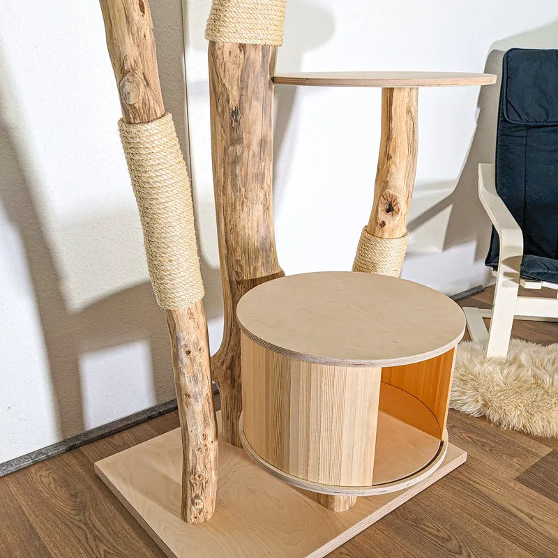 Naturkratzbaum 4501 Kratzbaum Natur Holz Design 175 cm hoch Katzenbaum