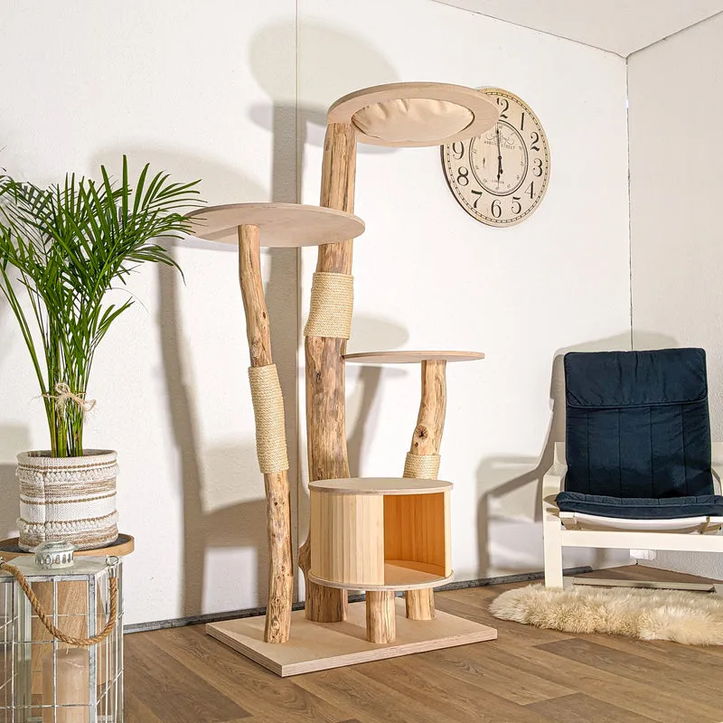 Naturkratzbaum 4501 Kratzbaum Natur Holz Design 175 cm hoch Katzenbaum