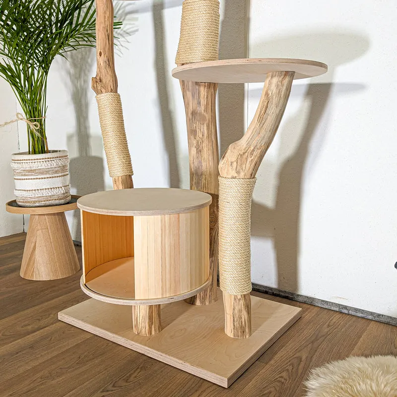 Naturkratzbaum 4501 Kratzbaum Natur Holz Design 175 cm hoch Katzenbaum