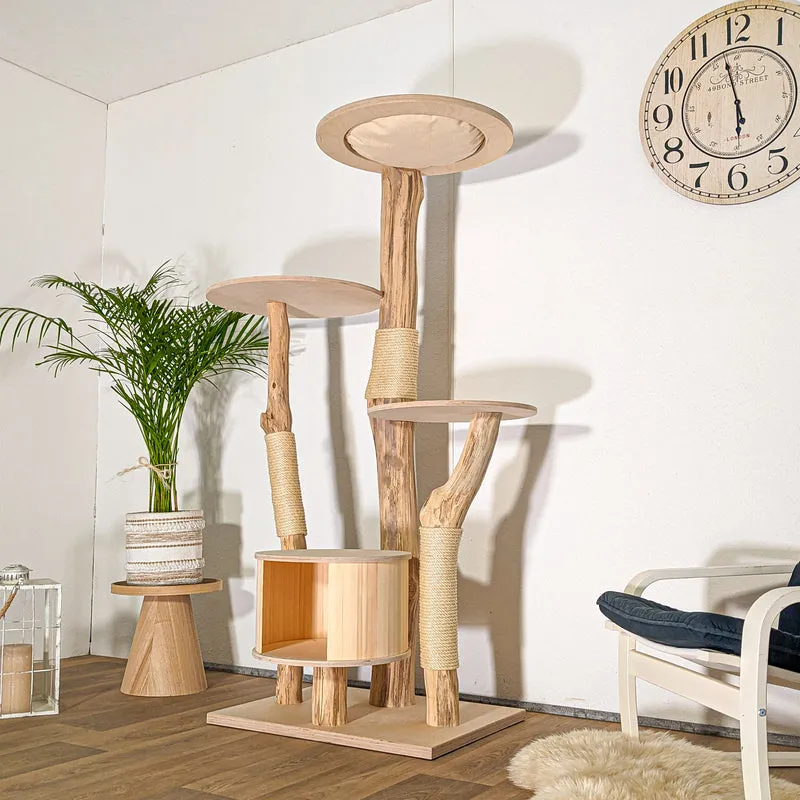 Naturkratzbaum 4501 Kratzbaum Natur Holz Design 175 cm hoch Katzenbaum