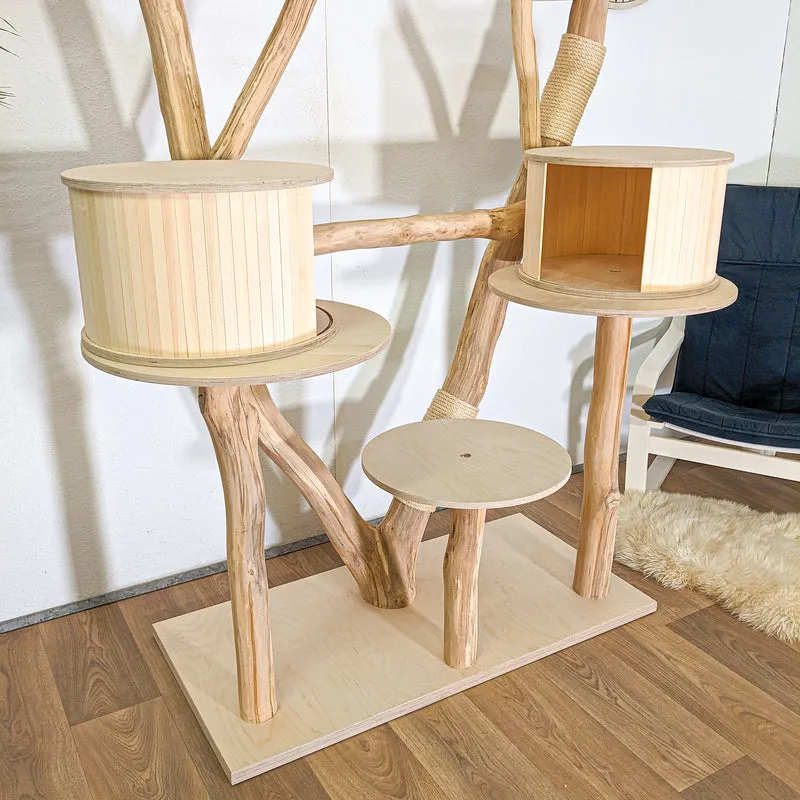 Naturkratzbaum 4499 Kratzbaum Natur Holz Design 205 cm hoch Katzenbaum