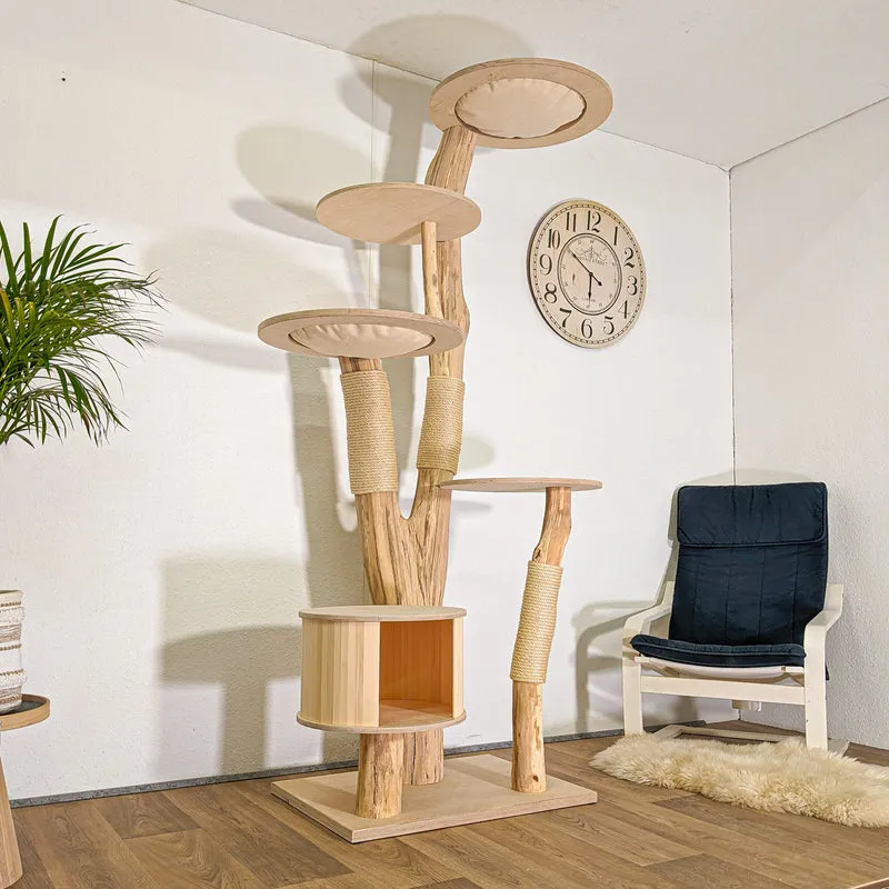 Naturkratzbaum 4498 Kratzbaum Natur Holz Design 215 cm hoch Katzenbaum