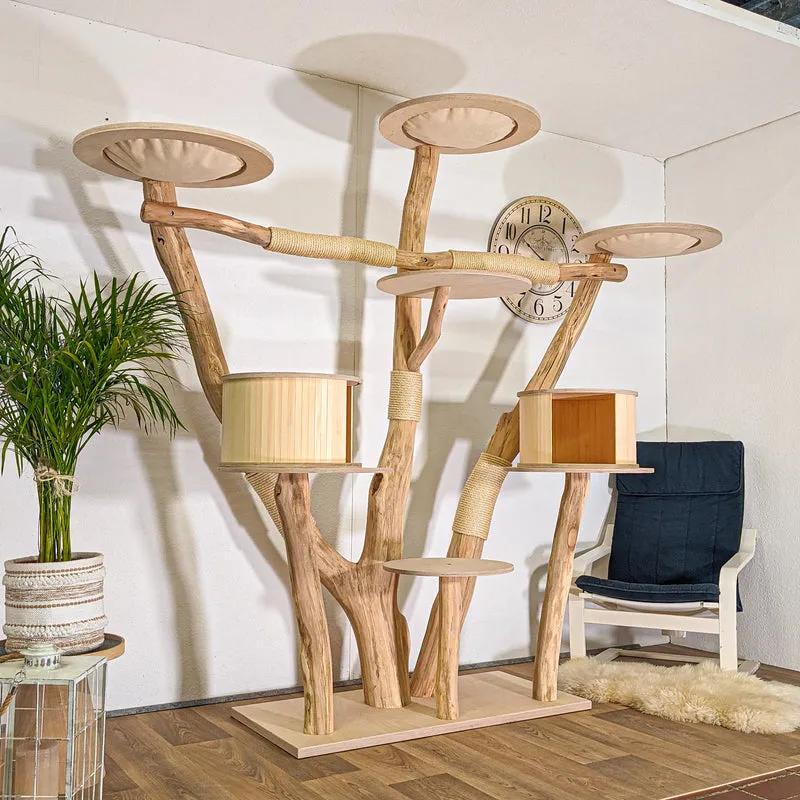 RESERVIERT - Naturkratzbaum 4497 Kratzbaum Natur Holz Design 210 cm hoch Katzenbaum