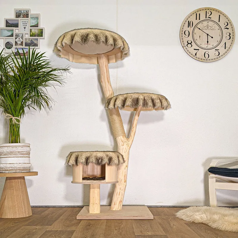 Naturkratzbaum 4490 Kratzbaum Natur Holz Design 155 cm hoch Katzenbaum