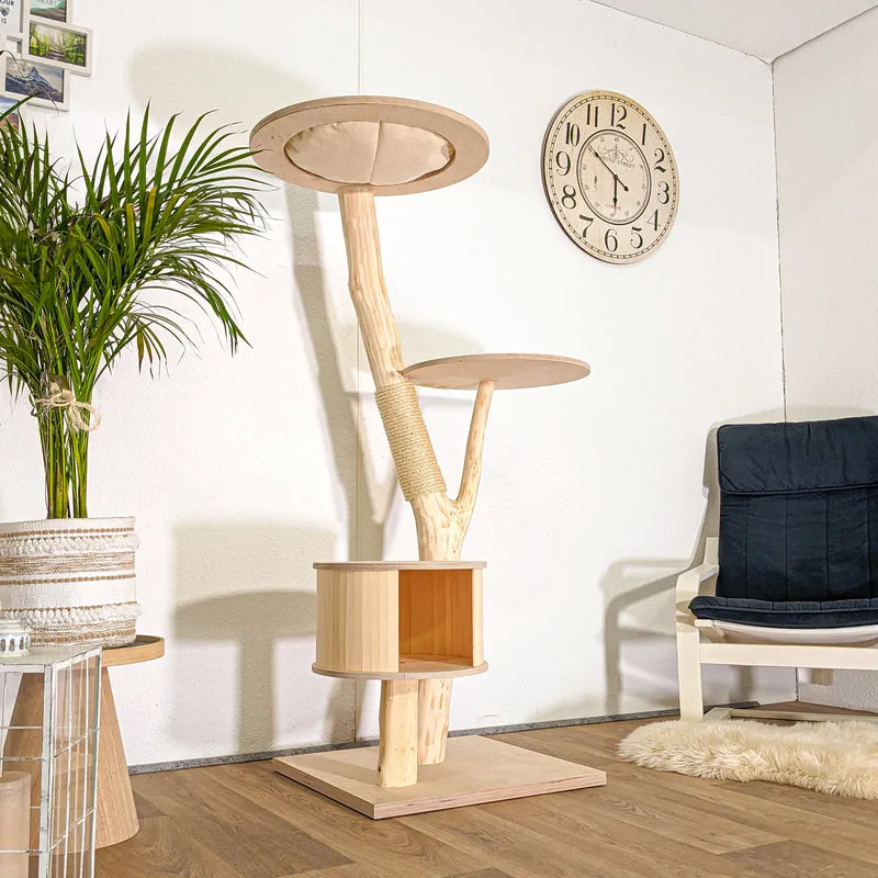 Naturkratzbaum 4490 Kratzbaum Natur Holz Design 155 cm hoch Katzenbaum