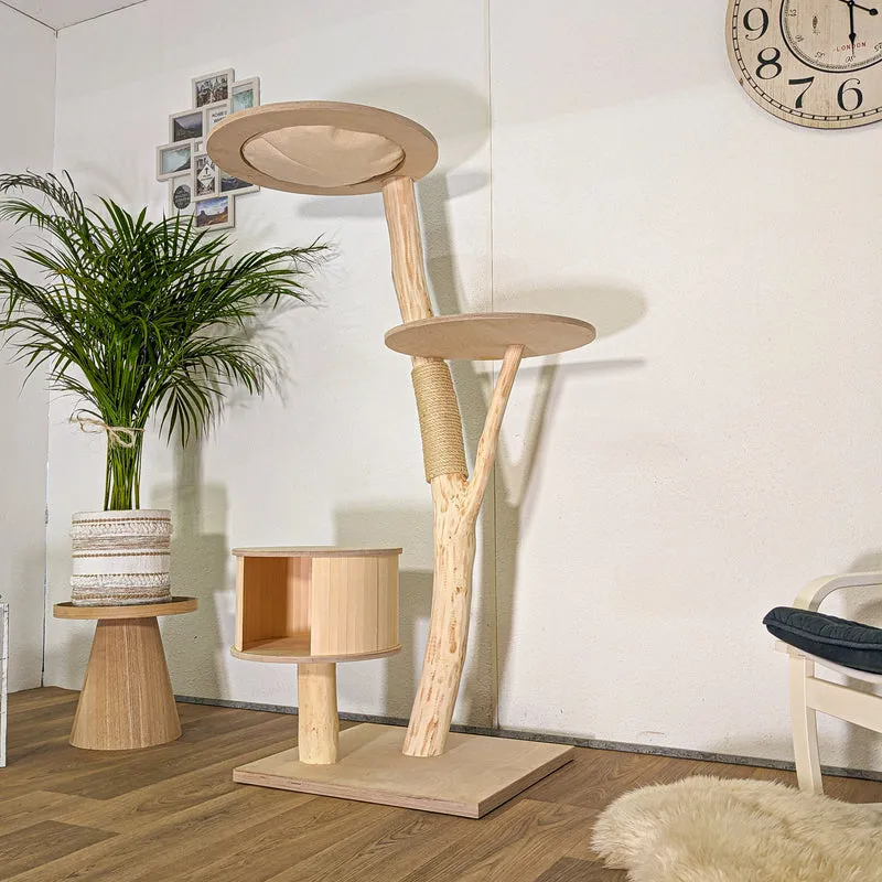 Naturkratzbaum 4490 Kratzbaum Natur Holz Design 155 cm hoch Katzenbaum