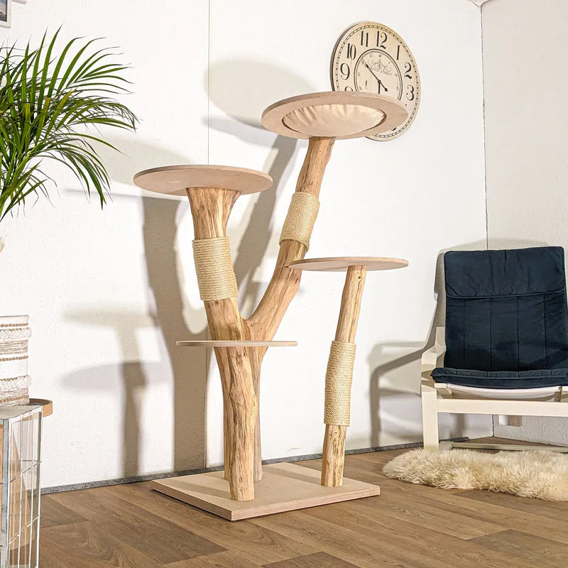 Naturkratzbaum 4485 Kratzbaum Natur Holz Design 145 cm hoch Katzenbaum