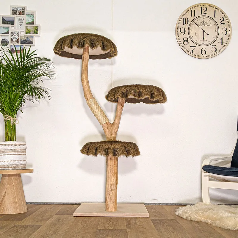 RESERVIERT + OHNE BEZÜGE -+- Naturkratzbaum 4483 Kratzbaum Natur Holz Design 153 cm hoch Katzenbaum