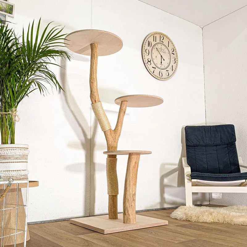 RESERVIERT + OHNE BEZÜGE -+- Naturkratzbaum 4483 Kratzbaum Natur Holz Design 153 cm hoch Katzenbaum