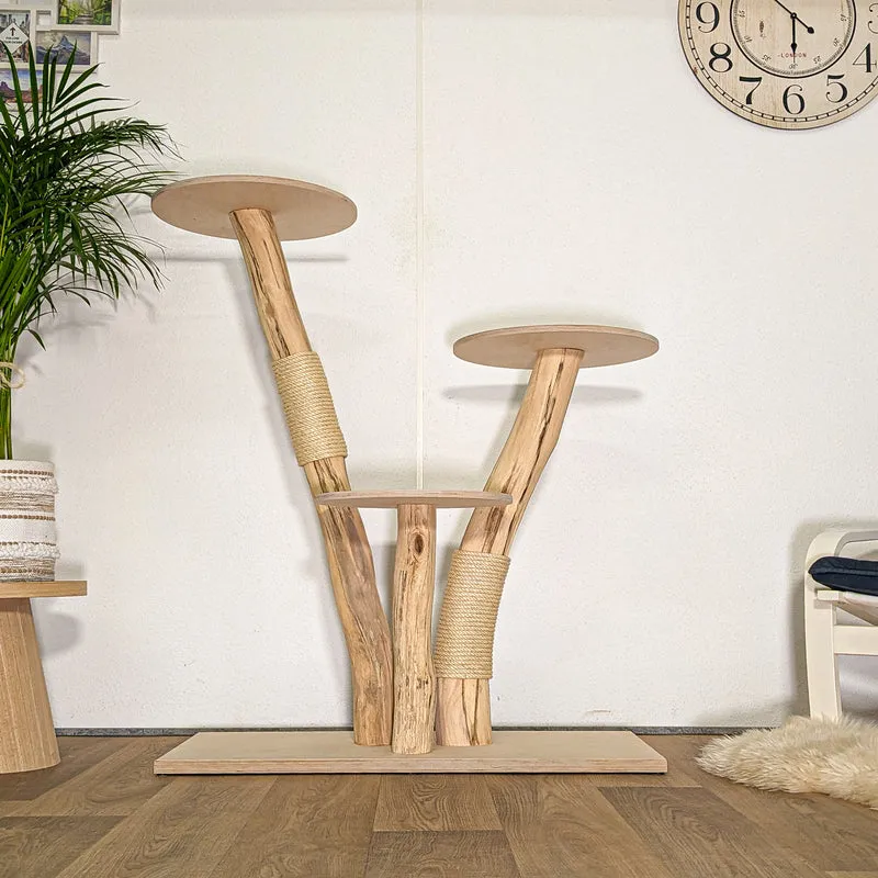 Naturkratzbaum 4480 Kratzbaum Natur Holz Design 120 cm hoch Katzenbaum