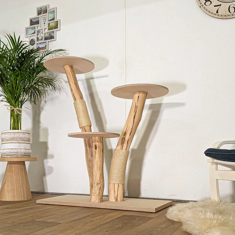 Naturkratzbaum 4480 Kratzbaum Natur Holz Design 120 cm hoch Katzenbaum