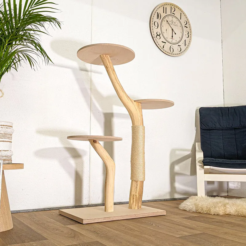 RESERVIERT - Naturkratzbaum 4479 Kratzbaum Natur Holz Design 123 cm hoch Katzenbaum