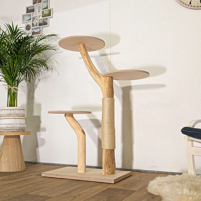 RESERVIERT - Naturkratzbaum 4479 Kratzbaum Natur Holz Design 123 cm hoch Katzenbaum