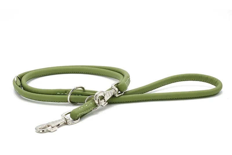 Lederleine rundgenäht 2m Silber - Limette