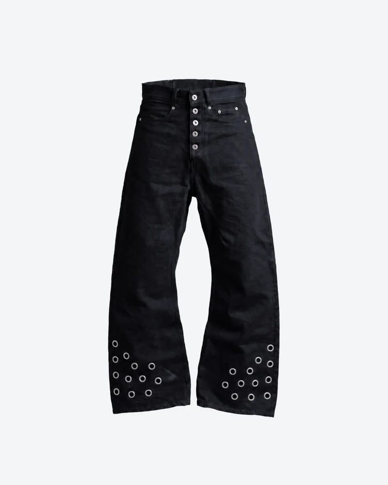 KIIKIO Vintage Washed Metal Eyelet Wide-Leg Jeans