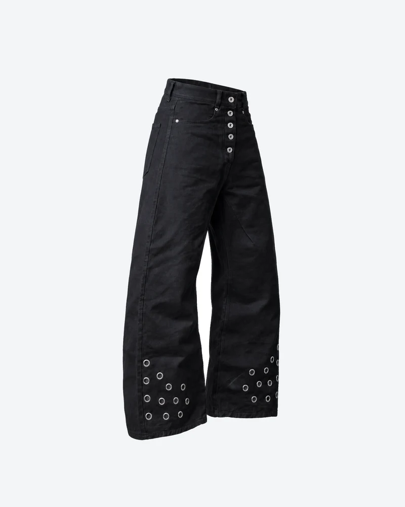 KIIKIO Vintage Washed Metal Eyelet Wide-Leg Jeans