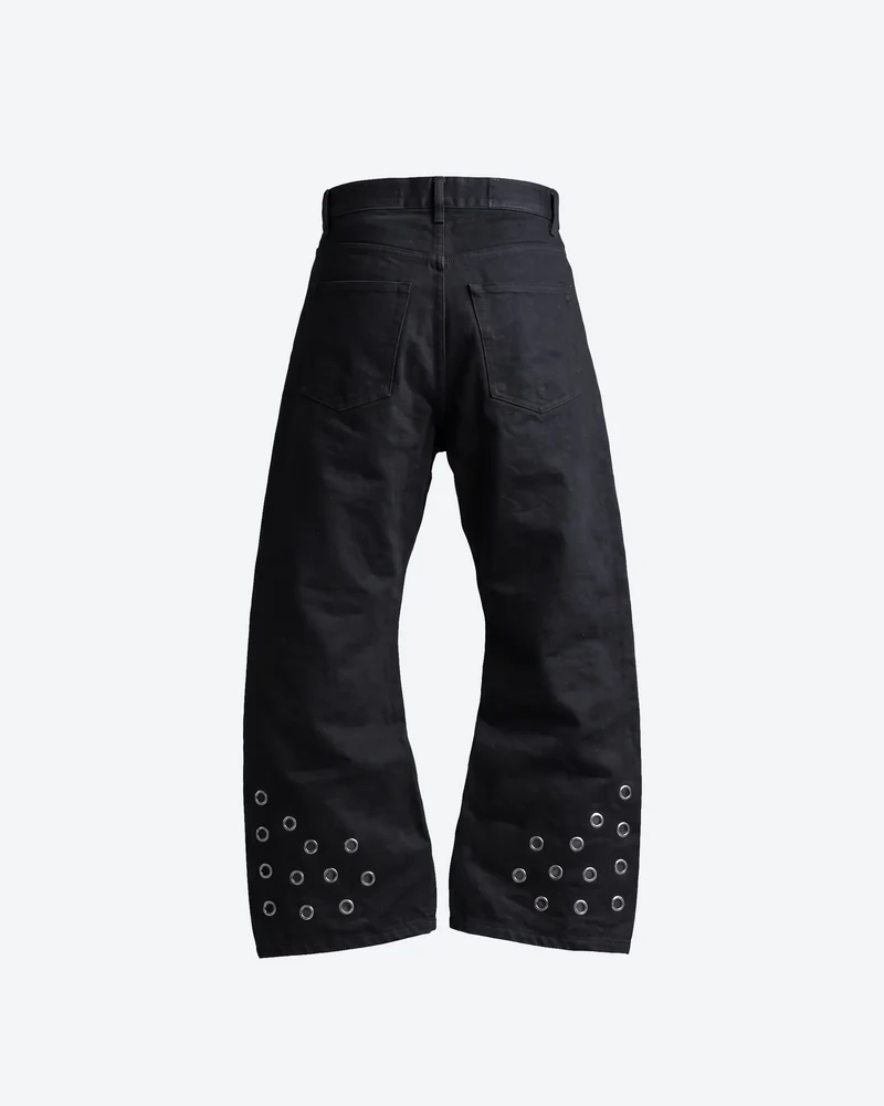 KIIKIO Vintage Washed Metal Eyelet Wide-Leg Jeans