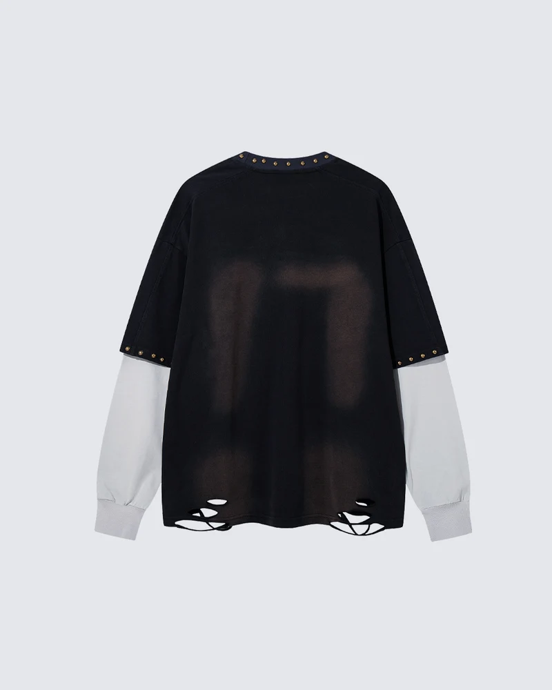 KIIKIO American Street Flame Graphic Layered Long Sleeve Tee