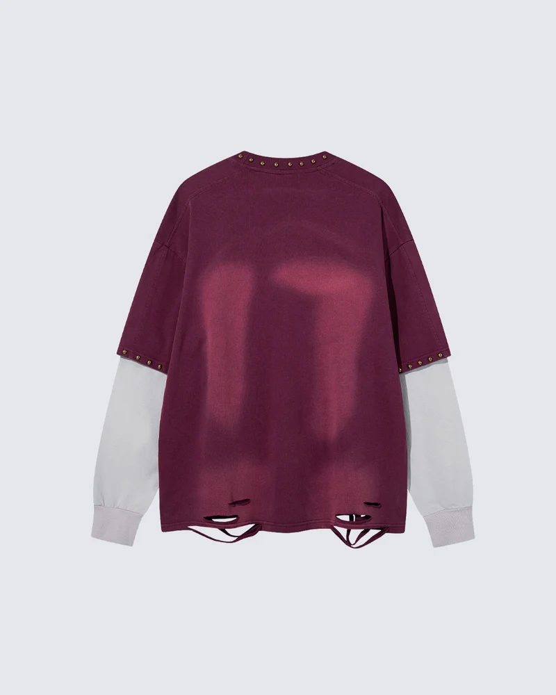 KIIKIO American Street Flame Graphic Layered Long Sleeve Tee