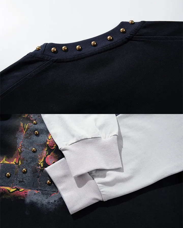 KIIKIO American Street Flame Graphic Layered Long Sleeve Tee