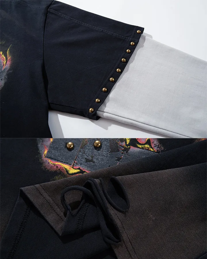 KIIKIO American Street Flame Graphic Layered Long Sleeve Tee